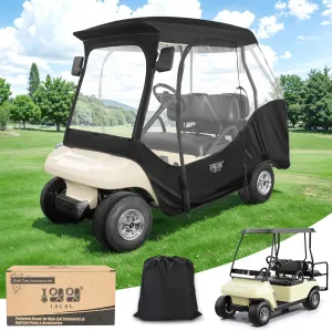 10L0L 4 Passenger Golf Cart Enclosure for Club Car DS, 600D Waterproof Windproof Portable Transparent Golf Cart Rain Cover/Driving Enclosure Black (Tailight Can Be Seen)