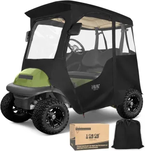 10L0L Deluxe Golf Cart Enclosure 2 Passenger for Club Car Precedent, Onward & Tempo Golf Cart, 4 Sided Clear PVC Window with Security Side Mirror Openings and Zipper Entry Golf Cart Rain Cover