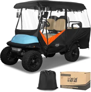 10L0L Golf Cart Driving Enclosures 4 Passenger Extended Roof, Universal Golf Cart Rain Cover for Yamaha EZGO TXT RXV Club Car Precedent DS 86.61" Roof 600D Waterproof Heavy Duty Zipper