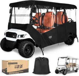 10L0L Golf Cart Driving Enclosures 6/4 2 Passenger Extended Roof, Universal Golf Cart Rain Cover for Yamaha EZGO TXT RXV Club Car Precedent DS 86.61" Roof 600D Waterproof Heavy Duty Zipper-Black