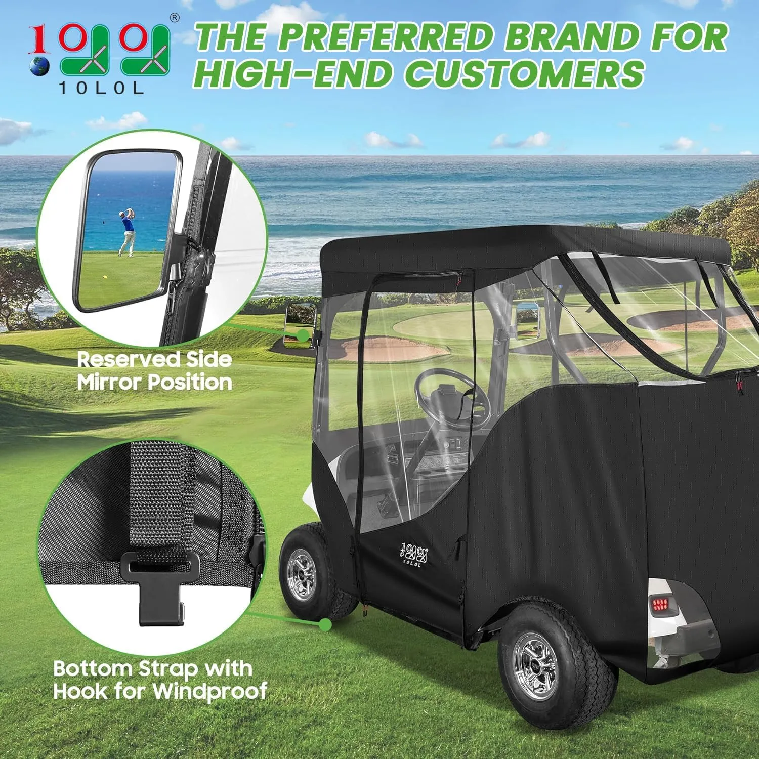 10L0L Golf Cart Enclosure 2 Passenger for EZGO TXT,Waterproof Portable Drivable Golf Cart Storage Cover,Travel 4-Sided Enclosure