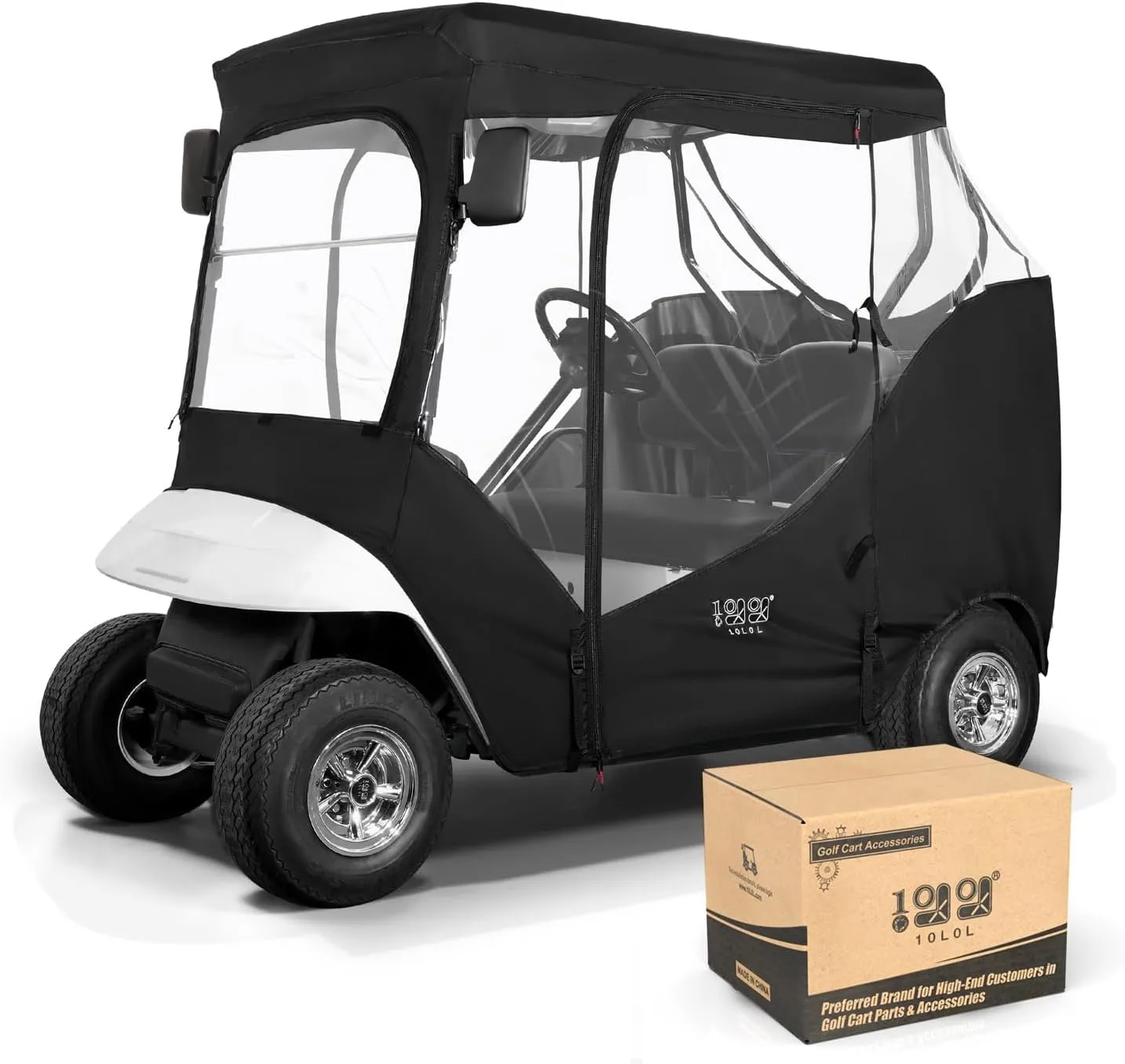 10L0L Golf Cart Enclosure 2 Passenger for EZGO TXT,Waterproof Portable Drivable Golf Cart Storage Cover,Travel 4-Sided Enclosure