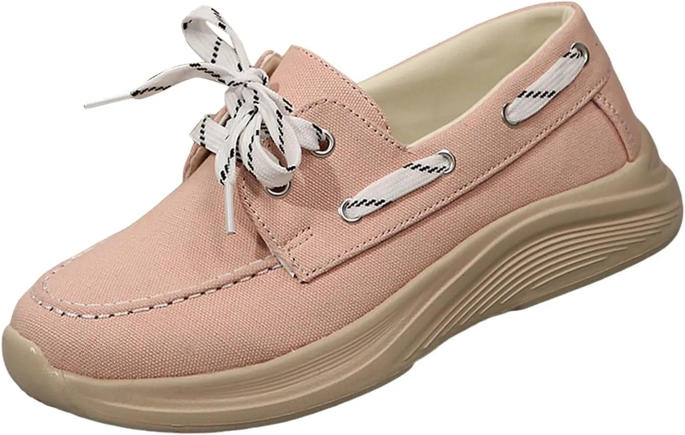 2025 Women's Canvas Slip On Shoes Lace Up Sneakers Slip On Low Top Arch Support Walking Loafers Orthopedic Non Slip Closed Toe Running Casual Boat Shoes Soft Tennis Shoe for Daily Wear