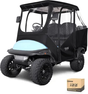 4 Passenger Golf Cart Enclosure, Storage Cover Fits for Club Car Precedent, Windproof Waterproof Portable 4-Sided Clear Window & Roll-up Zipper Door (Black/Transparent)
