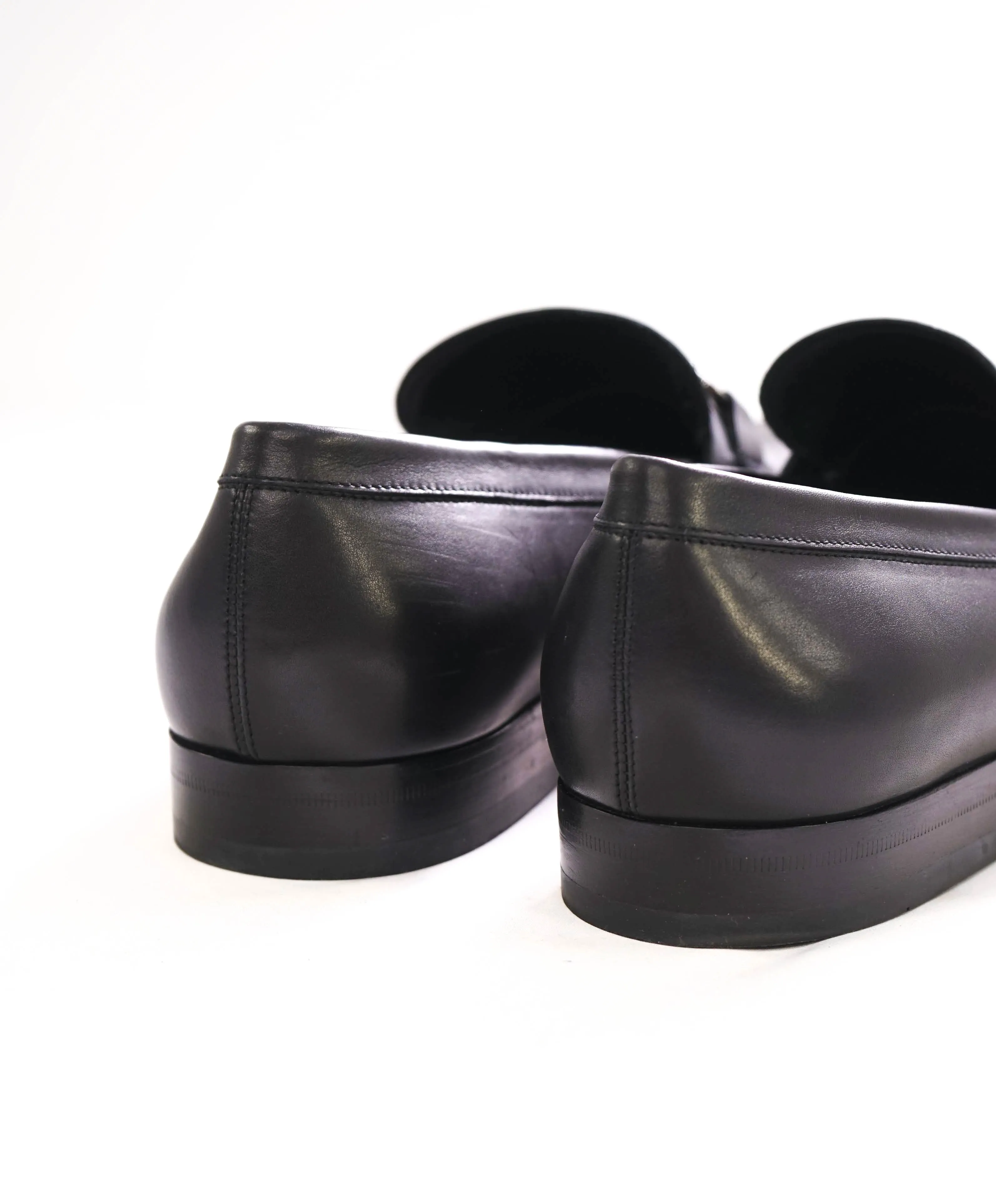 $700 SALVATORE FERRAGAMO -  Black On Black Gancini Leather Loafer- 11 EE