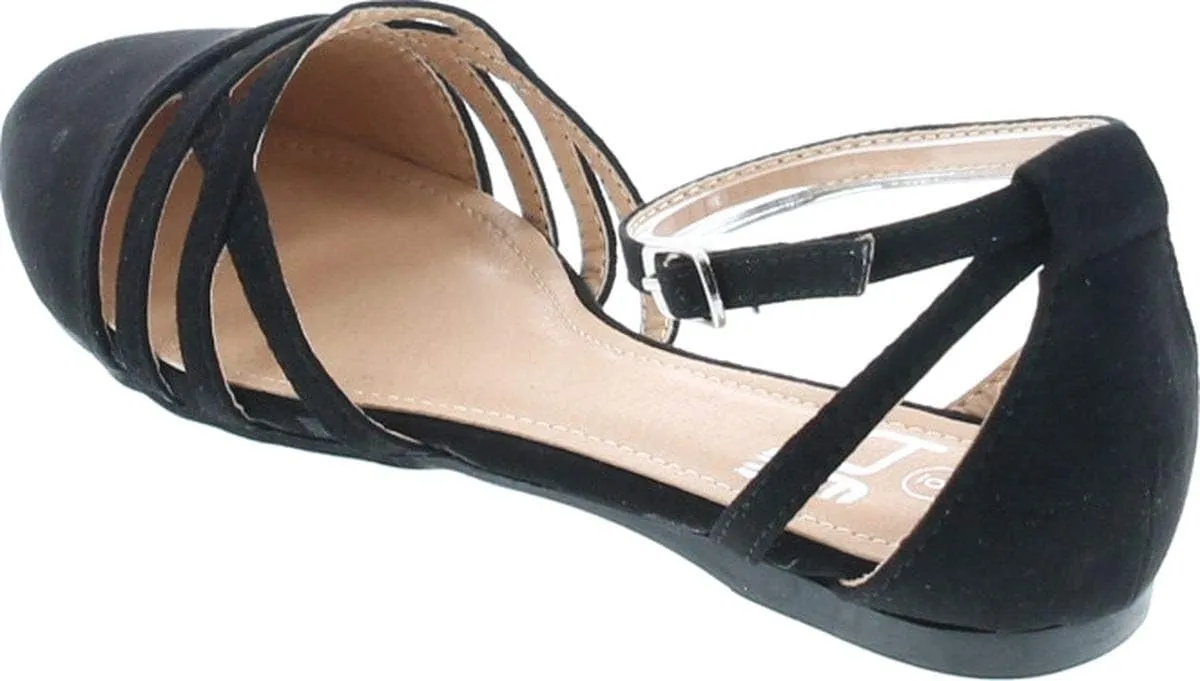Abela-9 Women's Ankle Strap Ballerina Ballet Flats