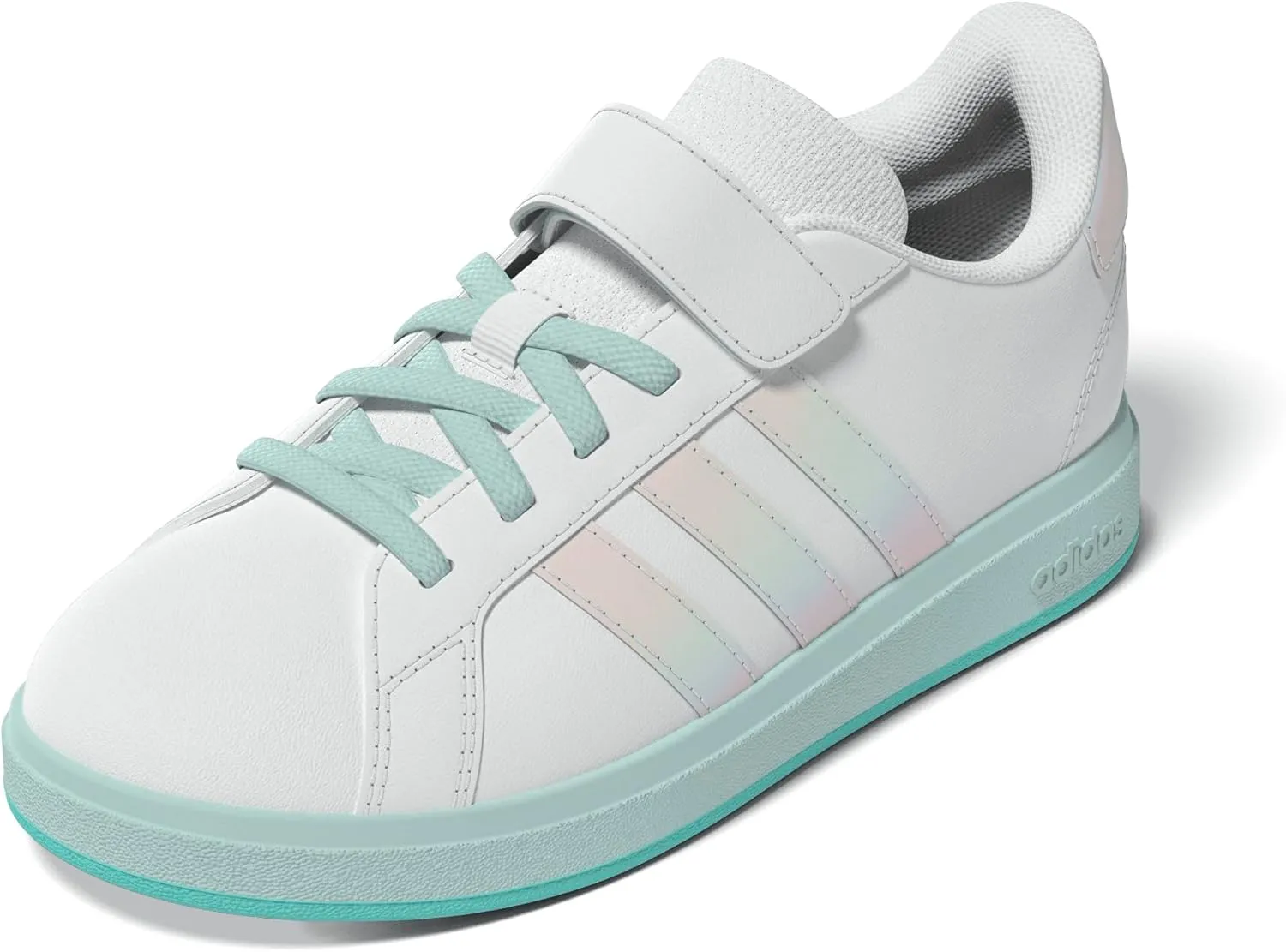 adidas Unisex-Child Grand Court 2.0 Elastic Lace & Strap Sneaker