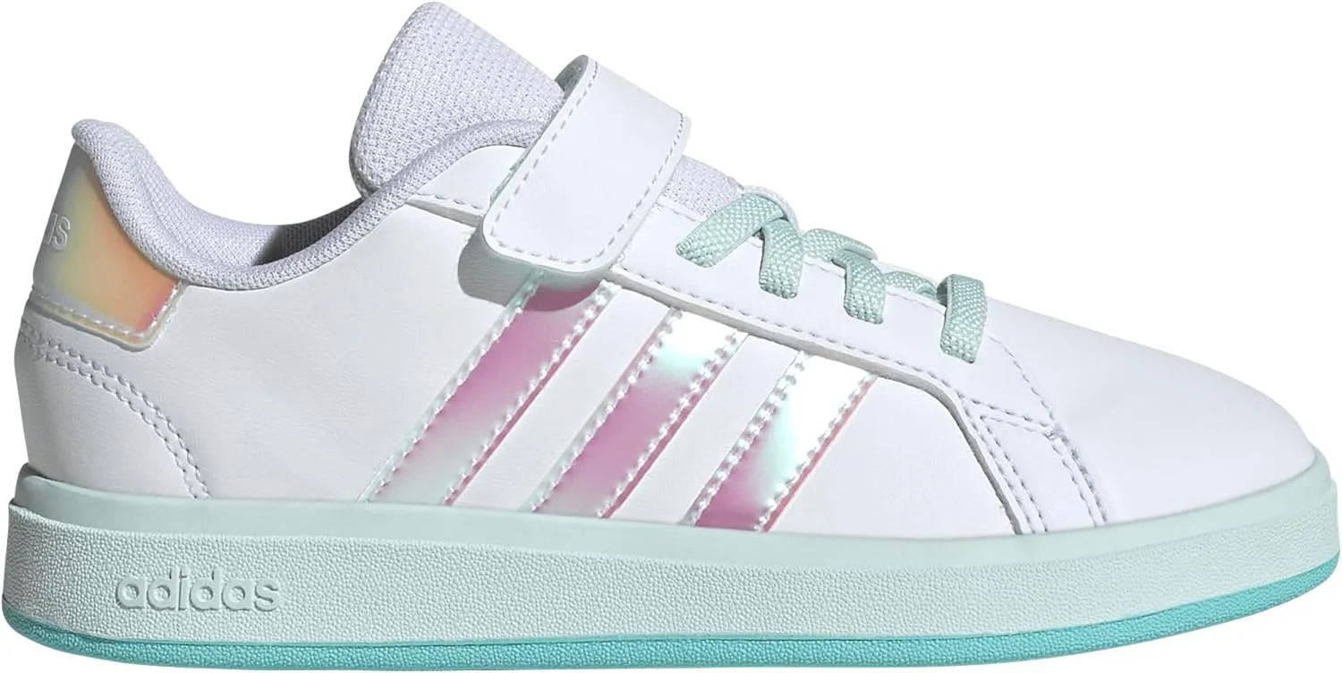 adidas Unisex-Child Grand Court 2.0 Elastic Lace & Strap Sneaker