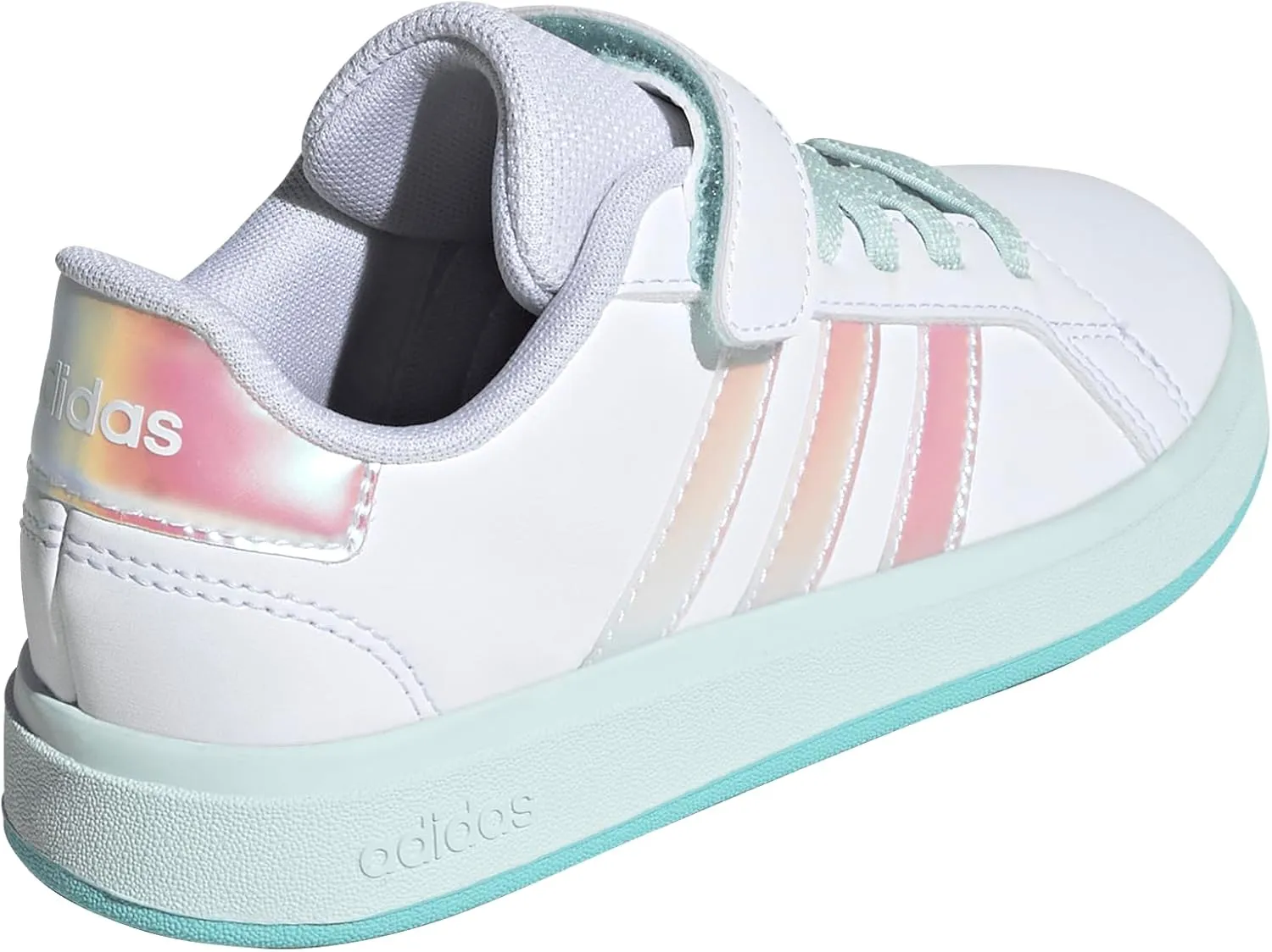 adidas Unisex-Child Grand Court 2.0 Elastic Lace & Strap Sneaker