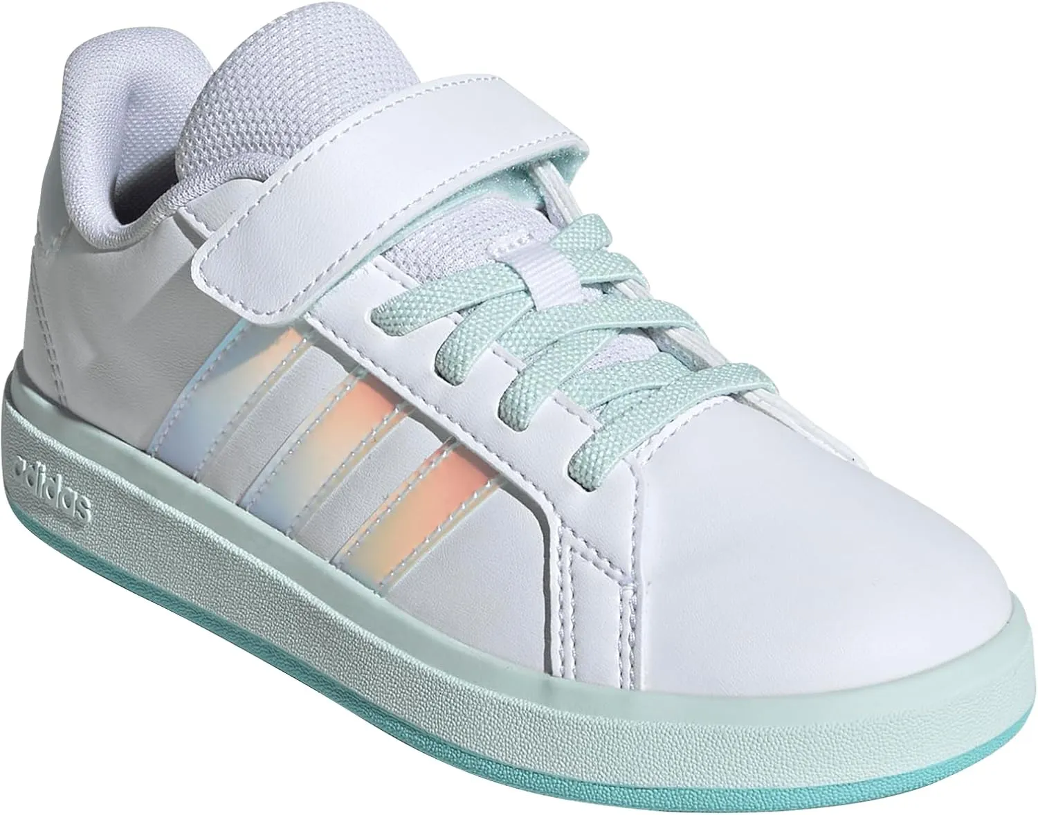 adidas Unisex-Child Grand Court 2.0 Elastic Lace & Strap Sneaker
