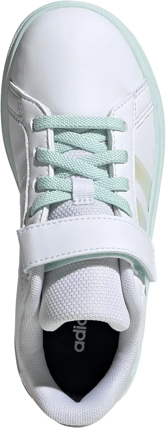 adidas Unisex-Child Grand Court 2.0 Elastic Lace & Strap Sneaker