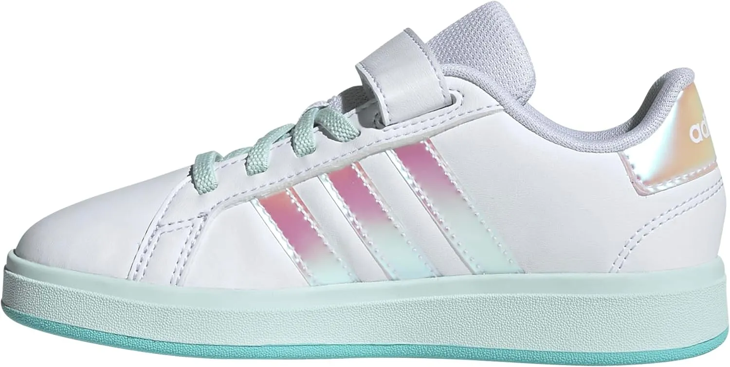 adidas Unisex-Child Grand Court 2.0 Elastic Lace & Strap Sneaker
