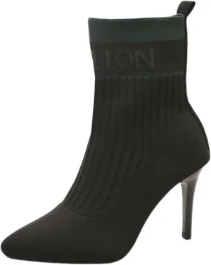 Aflngle Women's Fashion Ankle Boots Sexy Pointed Toe Stiletto High Heels Boots Elastic Knitted Fabric Short Long Sock Heels Comfy Mid Calf Booties