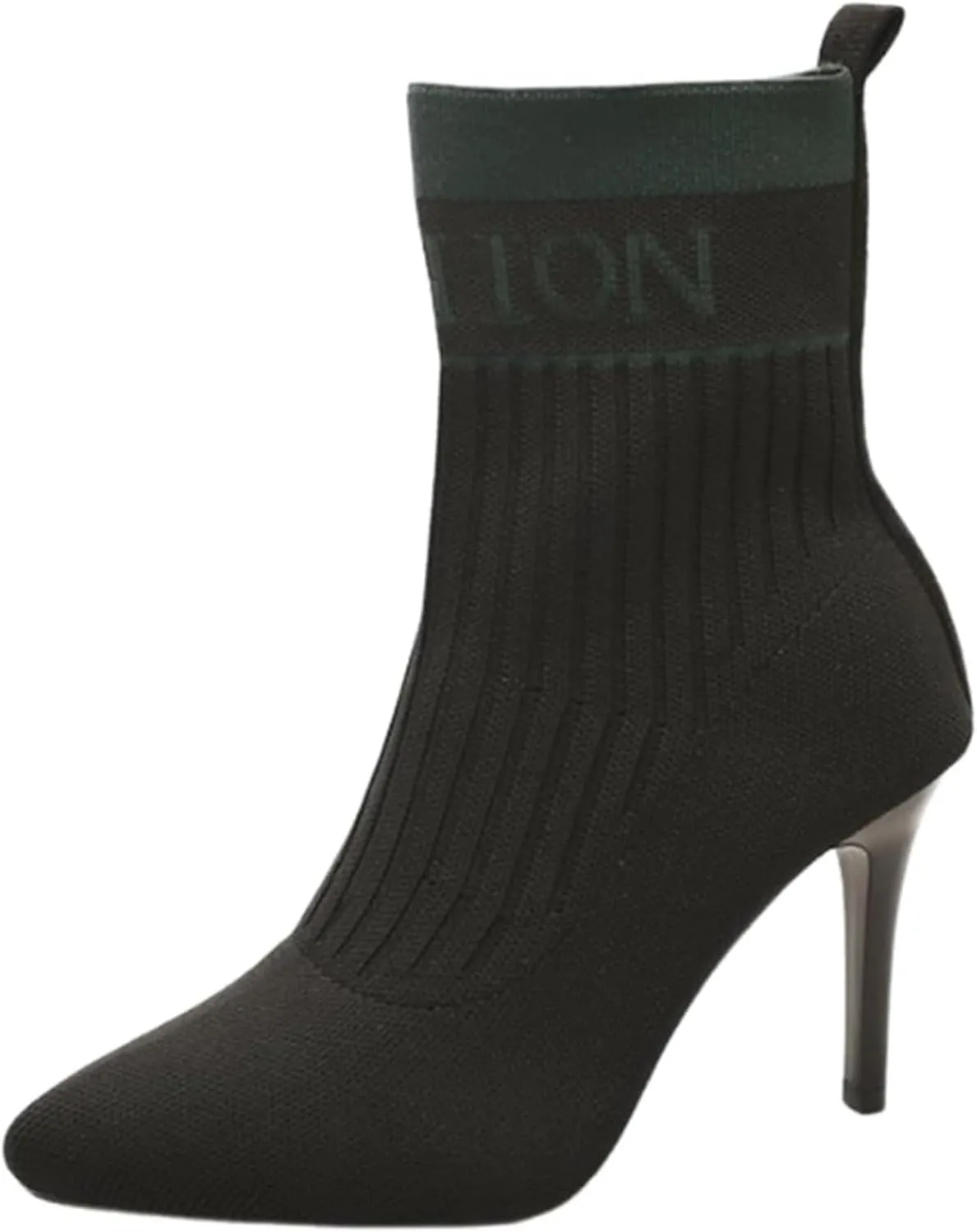 Aflngle Women's Fashion Ankle Boots Sexy Pointed Toe Stiletto High Heels Boots Elastic Knitted Fabric Short Long Sock Heels Comfy Mid Calf Booties