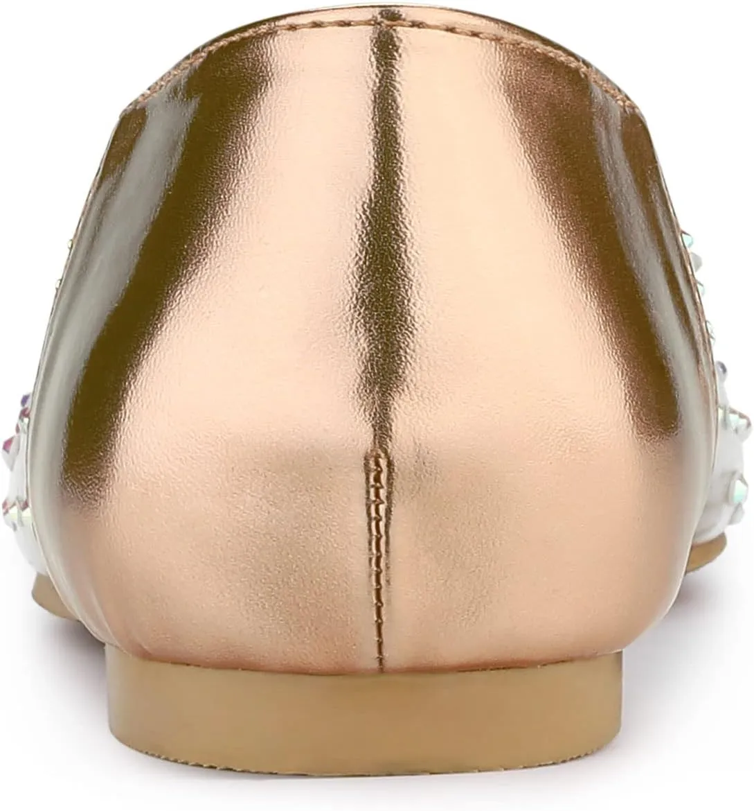 Allegra K Women's Pointed Toe Clear Rhinestone Ballet Flats