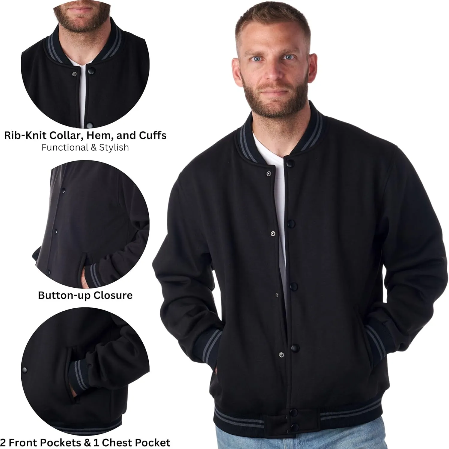 Alpine Swiss Tyler Mens Varsity Baseball Jacket Casual Letterman Bomber Jacket