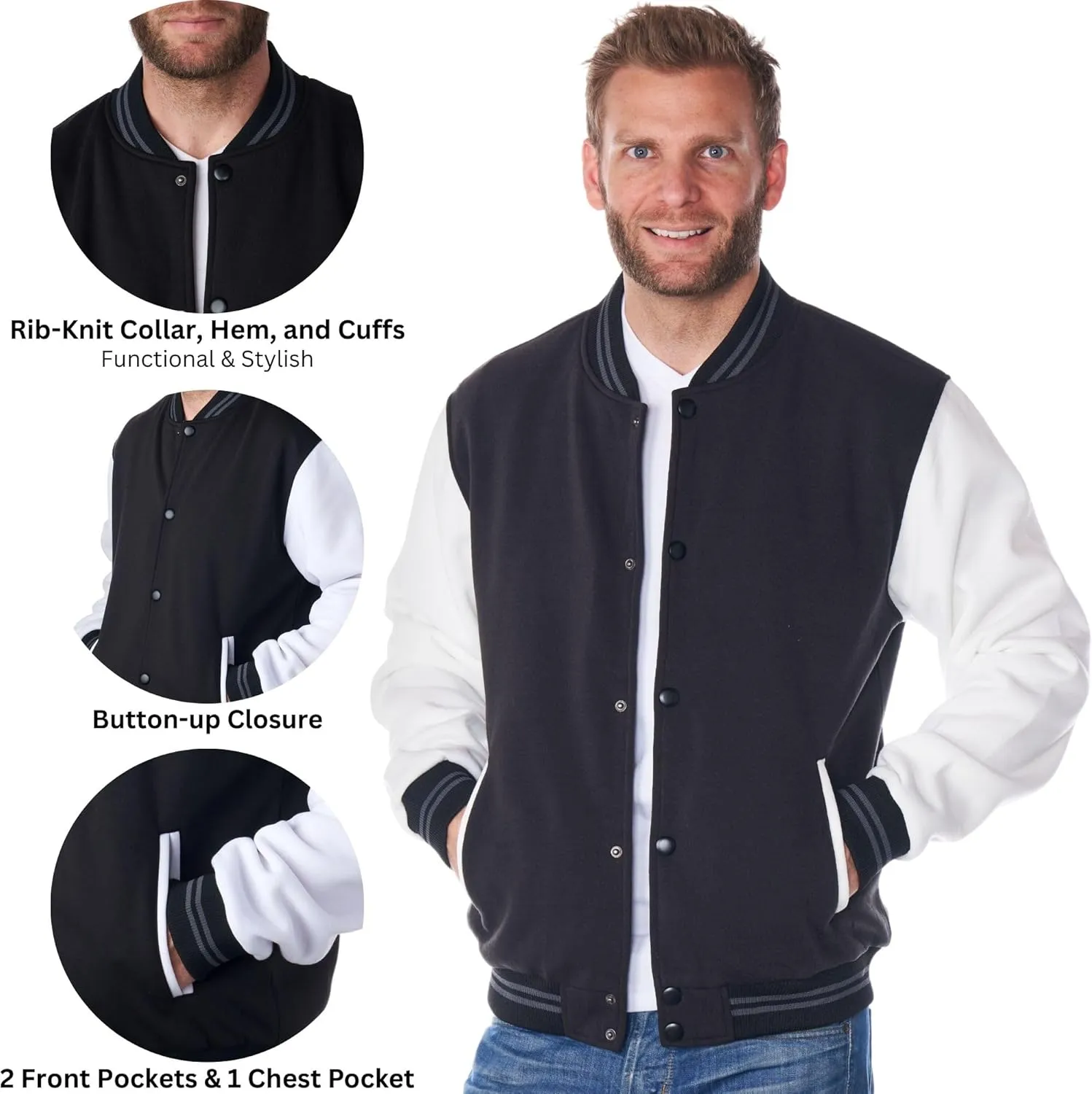 Alpine Swiss Tyler Mens Varsity Baseball Jacket Casual Letterman Bomber Jacket