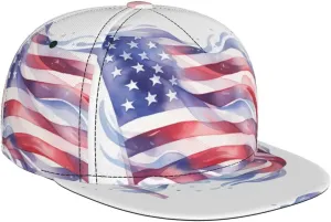 American Flag Outdoor Sports Baseball Cap, Daily Sports Adjustable Fashionable Flat Brim hat, Unisex Four-Season Outdoor Sports Cap, Black