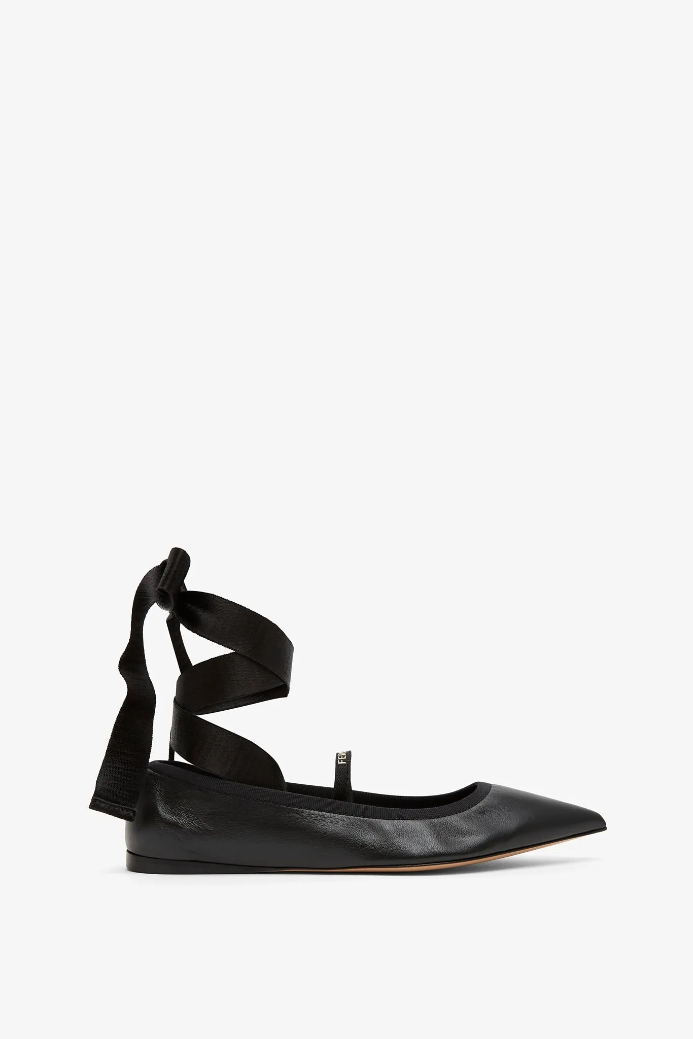 Ankle ribbon black ballet flats