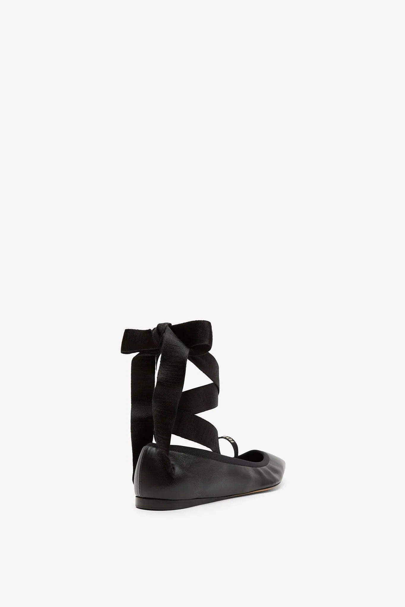 Ankle ribbon black ballet flats
