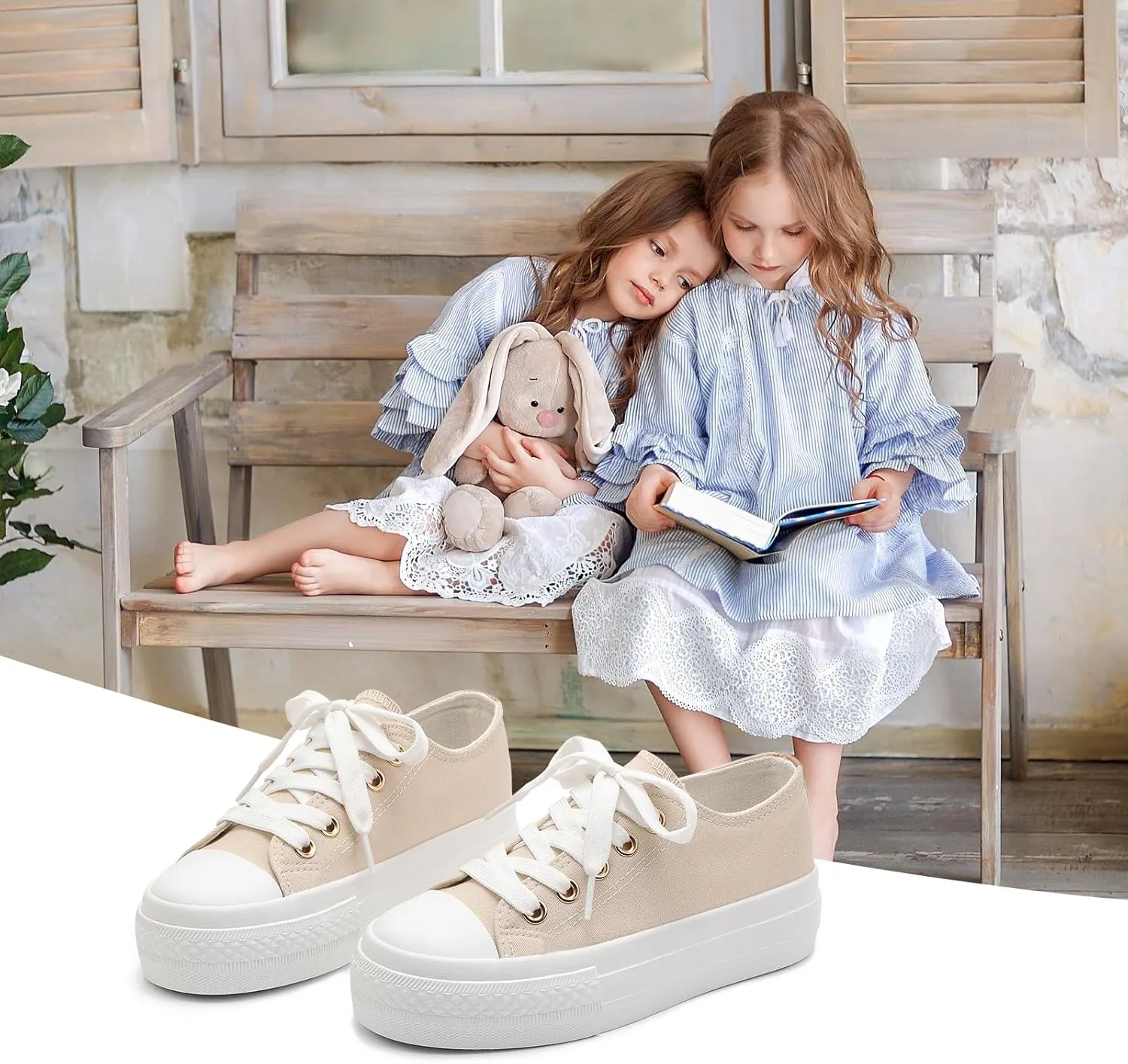 ANTLULU Girls’ Platform Canvas Shoes Low Top and High Top Canvas Sneakers Lace-up Fashion Casual Shoes for Girls