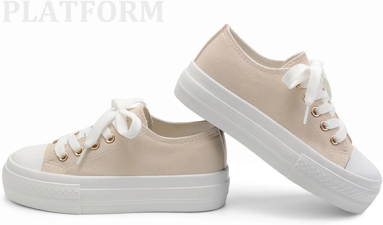 ANTLULU Girls’ Platform Canvas Shoes Low Top and High Top Canvas Sneakers Lace-up Fashion Casual Shoes for Girls