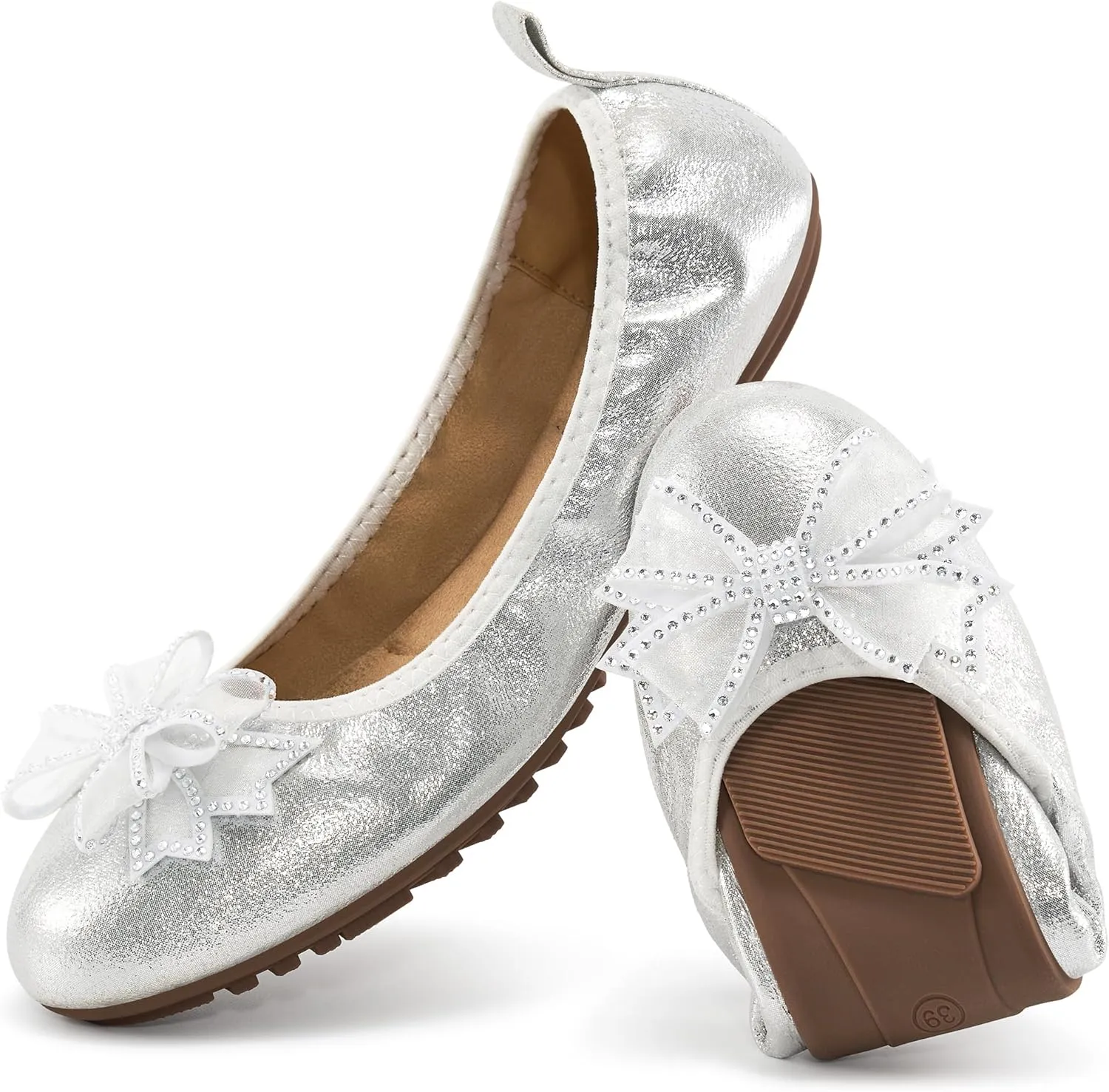 Aomigoct Ballet Flats for Women Shoes: Comfortable Round Toe Work Flats - Ladies Wedding Slip On Dressy Shoes
