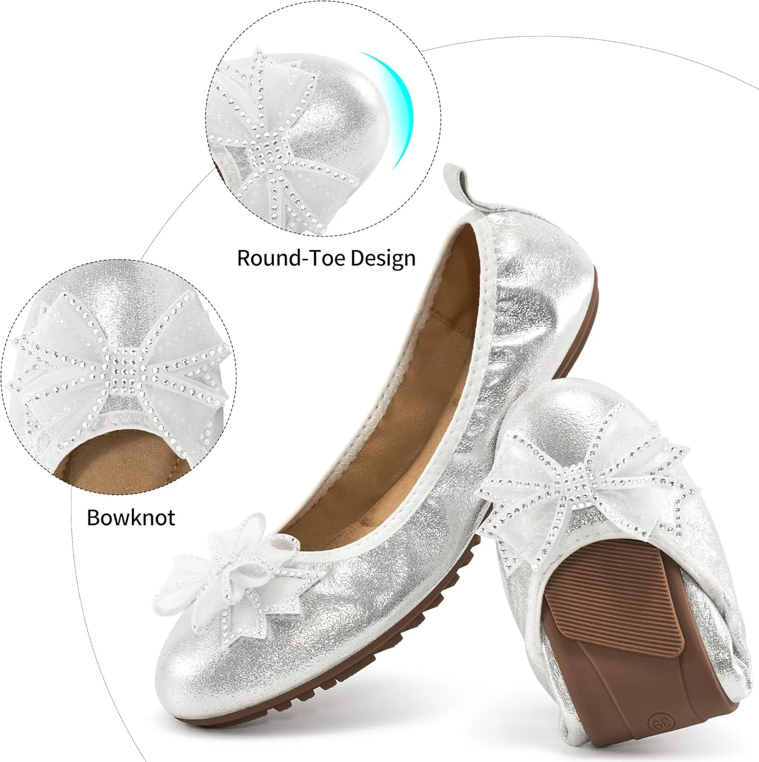 Aomigoct Ballet Flats for Women Shoes: Comfortable Round Toe Work Flats - Ladies Wedding Slip On Dressy Shoes