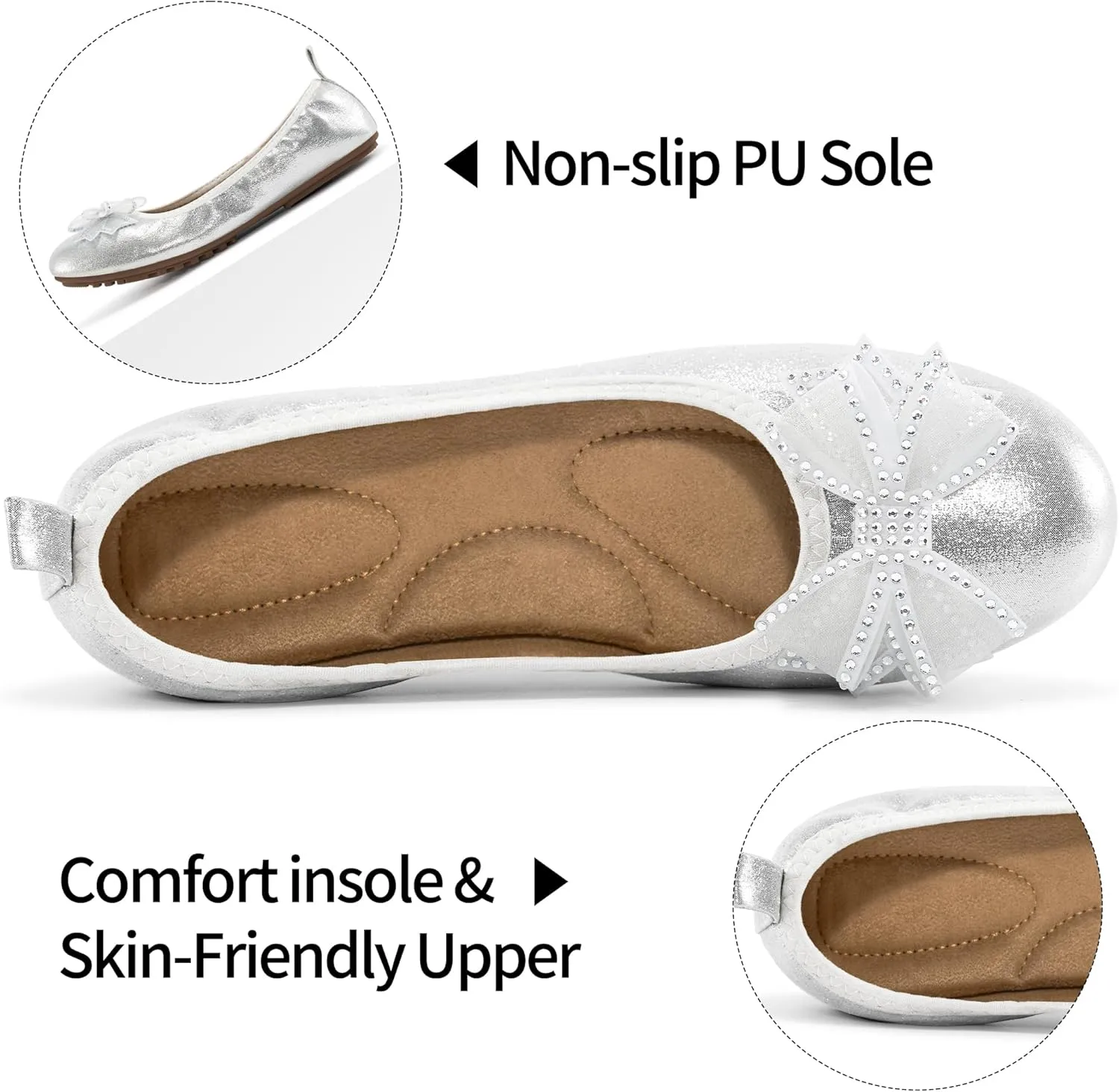 Aomigoct Ballet Flats for Women Shoes: Comfortable Round Toe Work Flats - Ladies Wedding Slip On Dressy Shoes