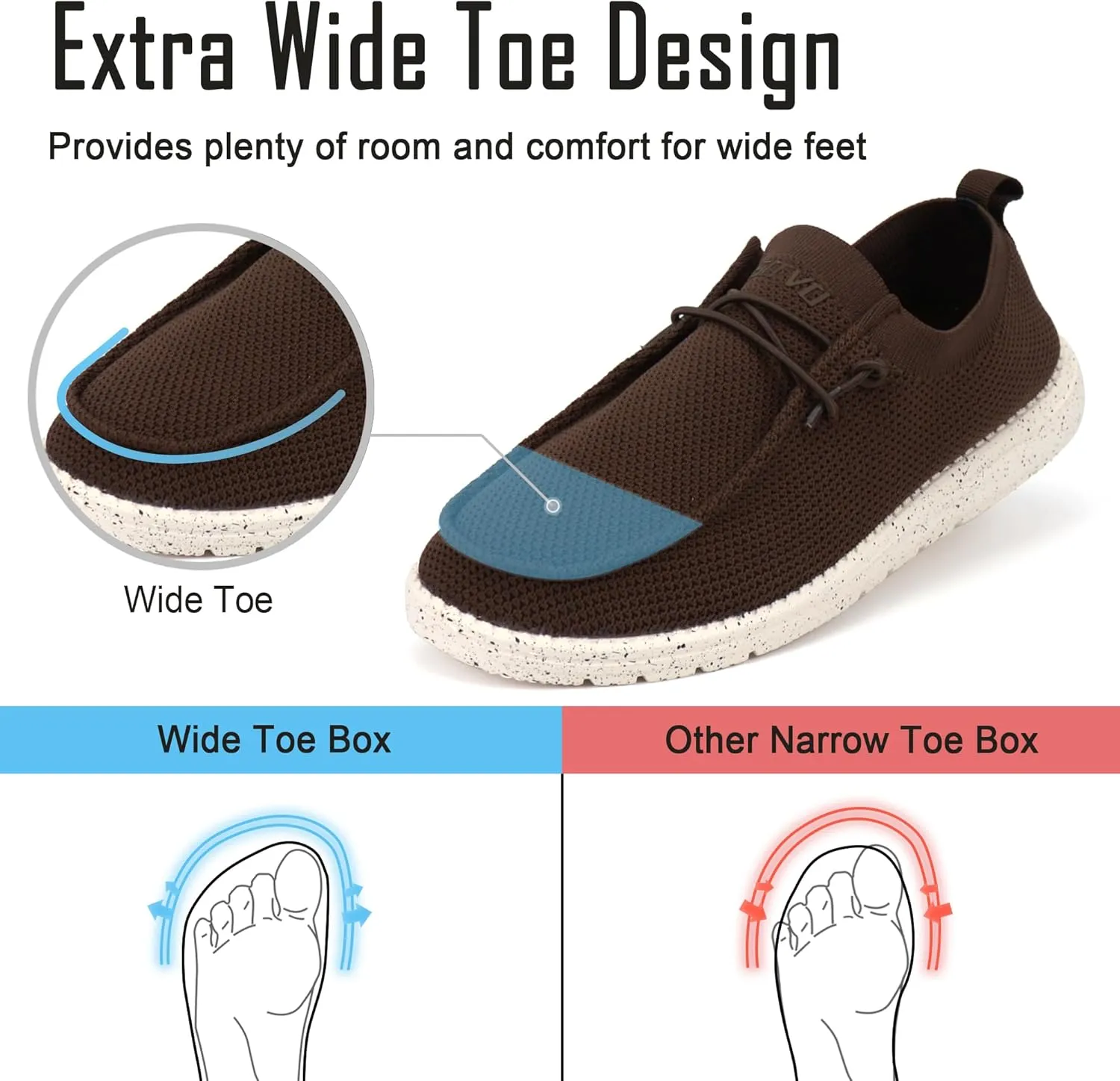 ASITVO Men's Wide Loafers & Slip-ons|Big Size Casual Slip on Walking Shoes|Width Toe Box