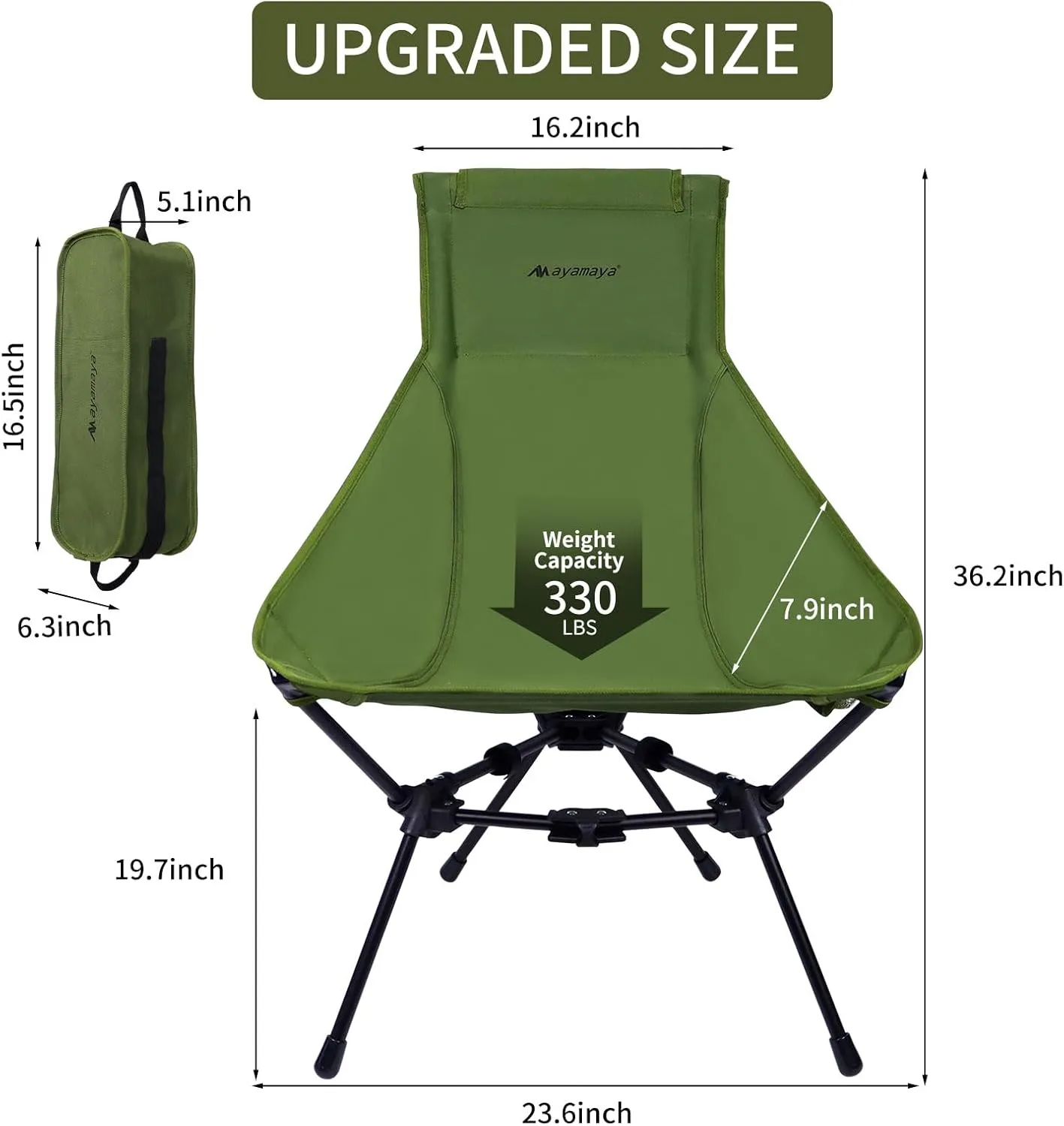 ayamaya Camping Chairs - Ultralight Folding High Back Camping Chair with Upgrade All Aluminum Widen Frame Structure