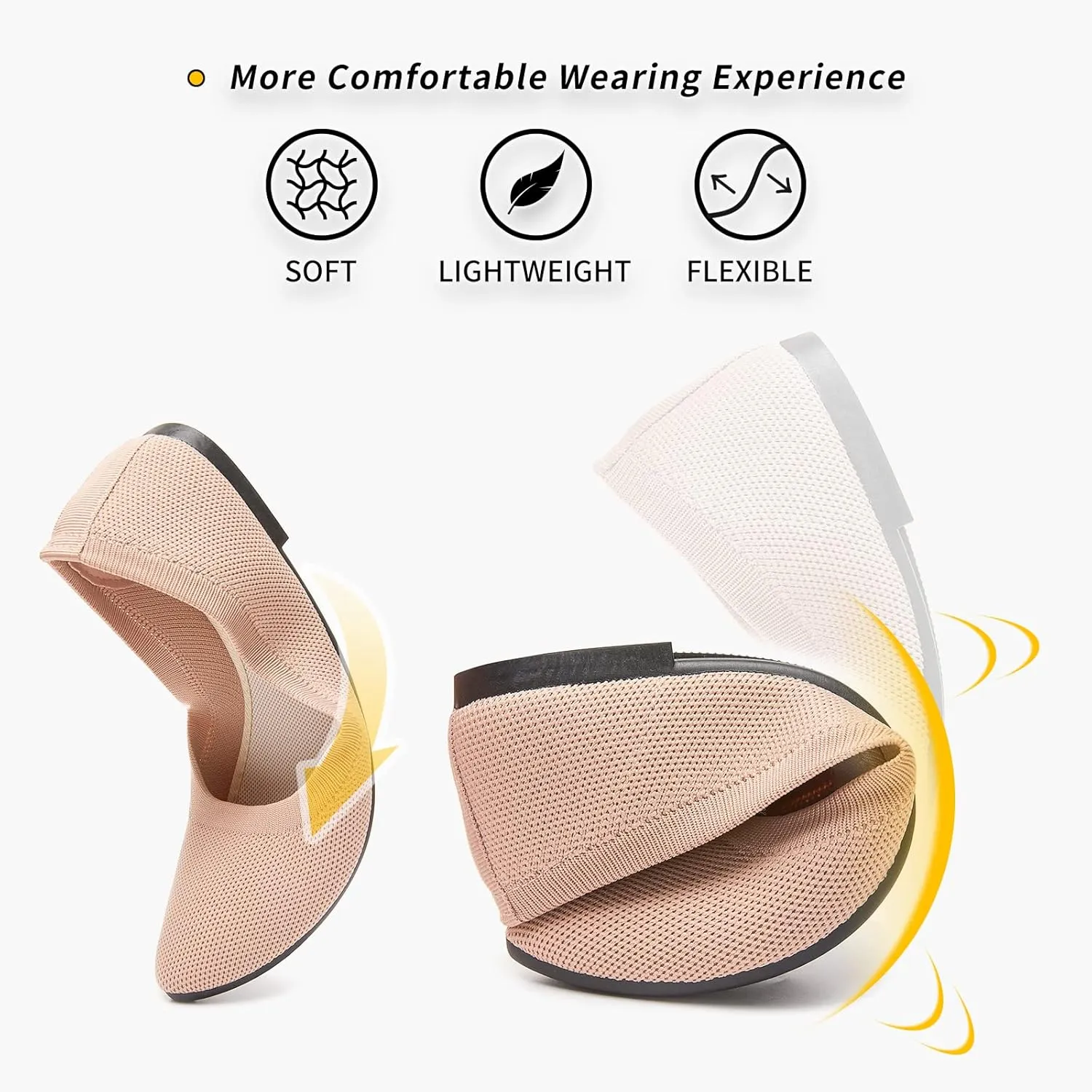 BABUDOG Women's Mesh Flats Shoes Pointed-Toe Dress Shoes Black Flats Shoes Comfortable Memory Foam Flats Shoes