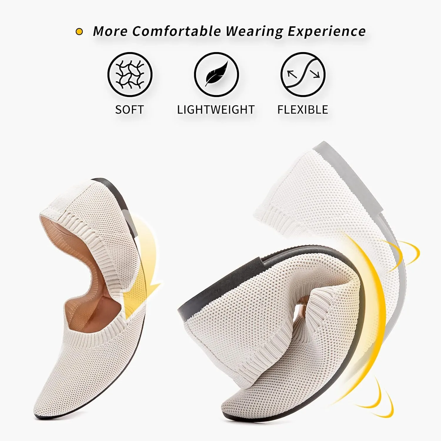 BABUDOG Women's Mesh Flats Shoes Pointed-Toe Dress Shoes for Women Black Flats Shoes Comfortable Memory Foam Flats Shoes
