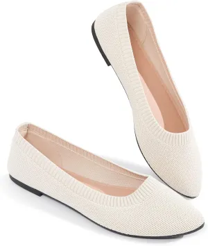 BABUDOG Women's Mesh Flats Shoes Pointed-Toe Dress Shoes for Women Black Flats Shoes Comfortable Memory Foam Flats Shoes