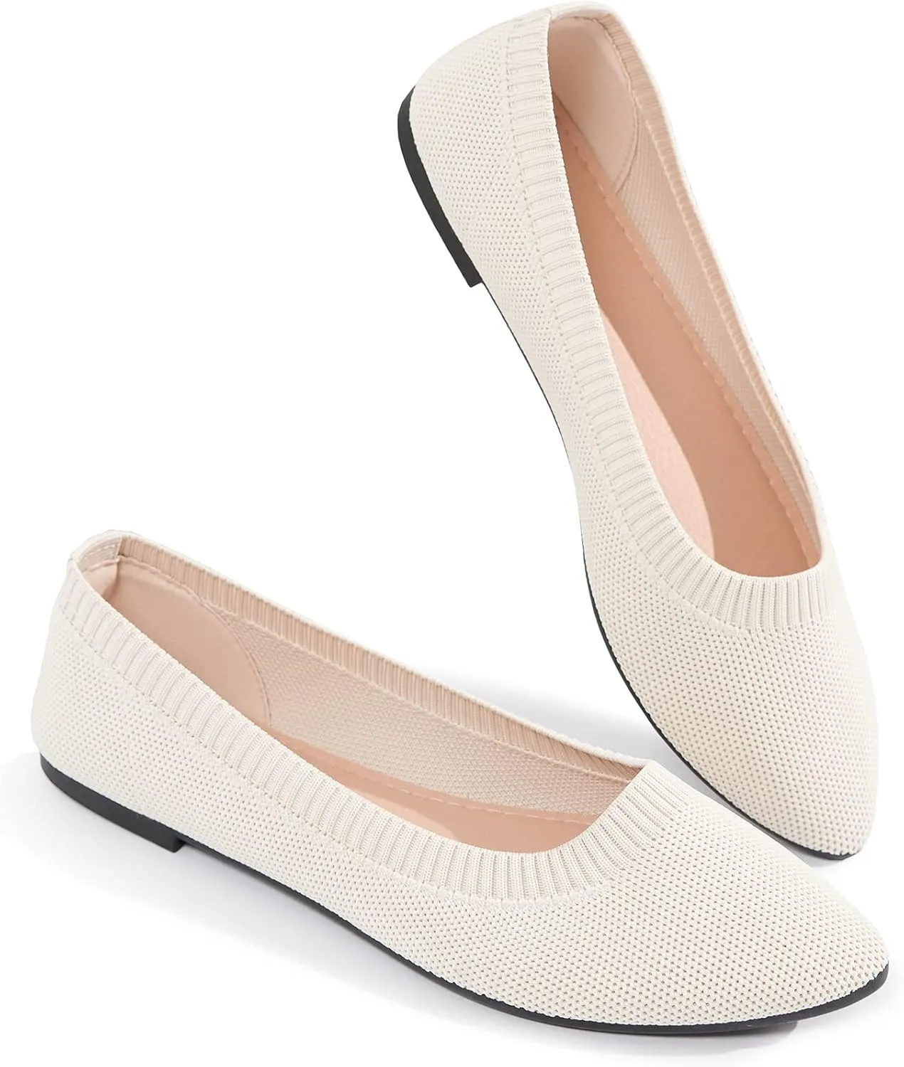 BABUDOG Women's Mesh Flats Shoes Pointed-Toe Dress Shoes for Women Black Flats Shoes Comfortable Memory Foam Flats Shoes