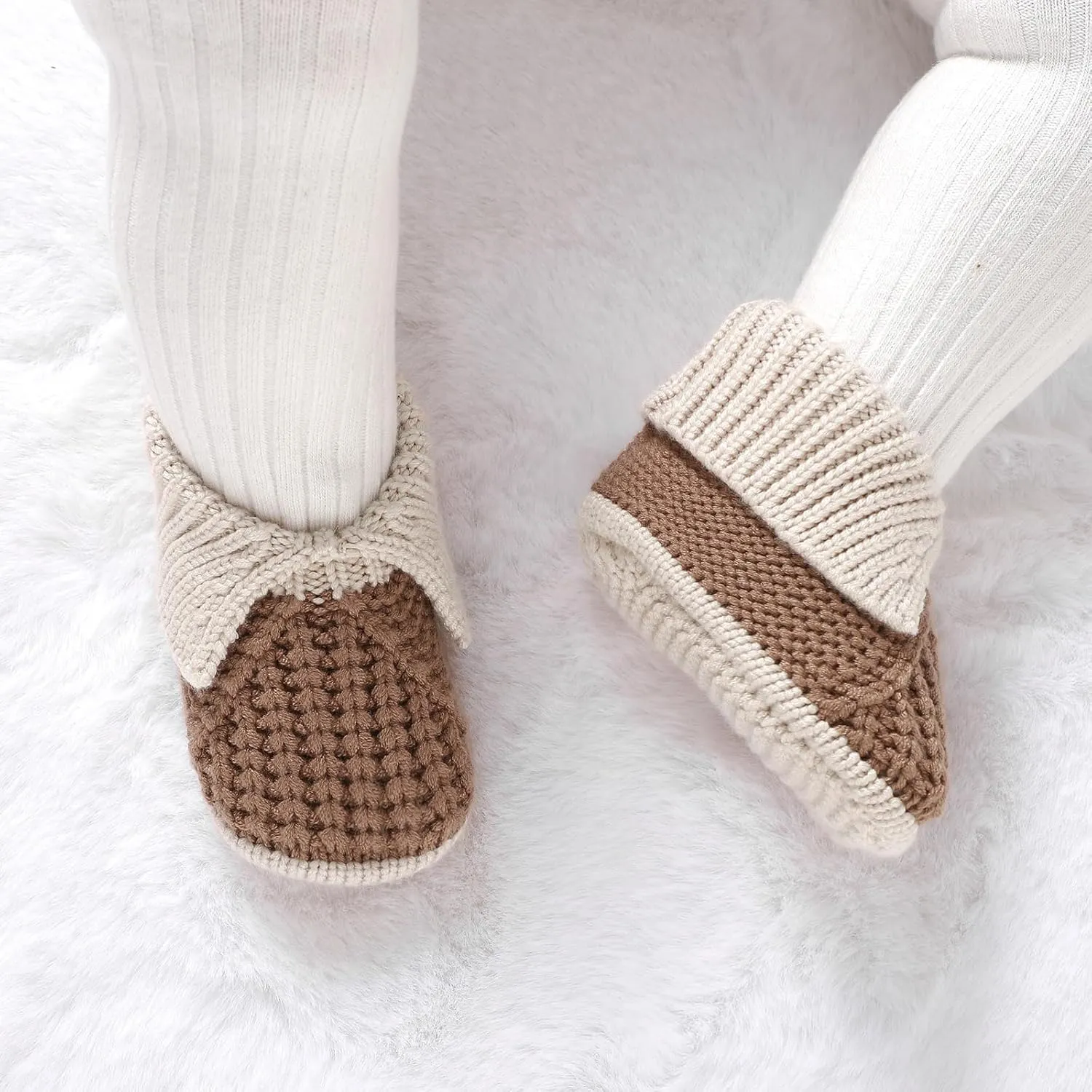 Baby Booties Newborn Hand Knit Sock Shoes Soft Cozy First Walkers for Infant Boys Girls