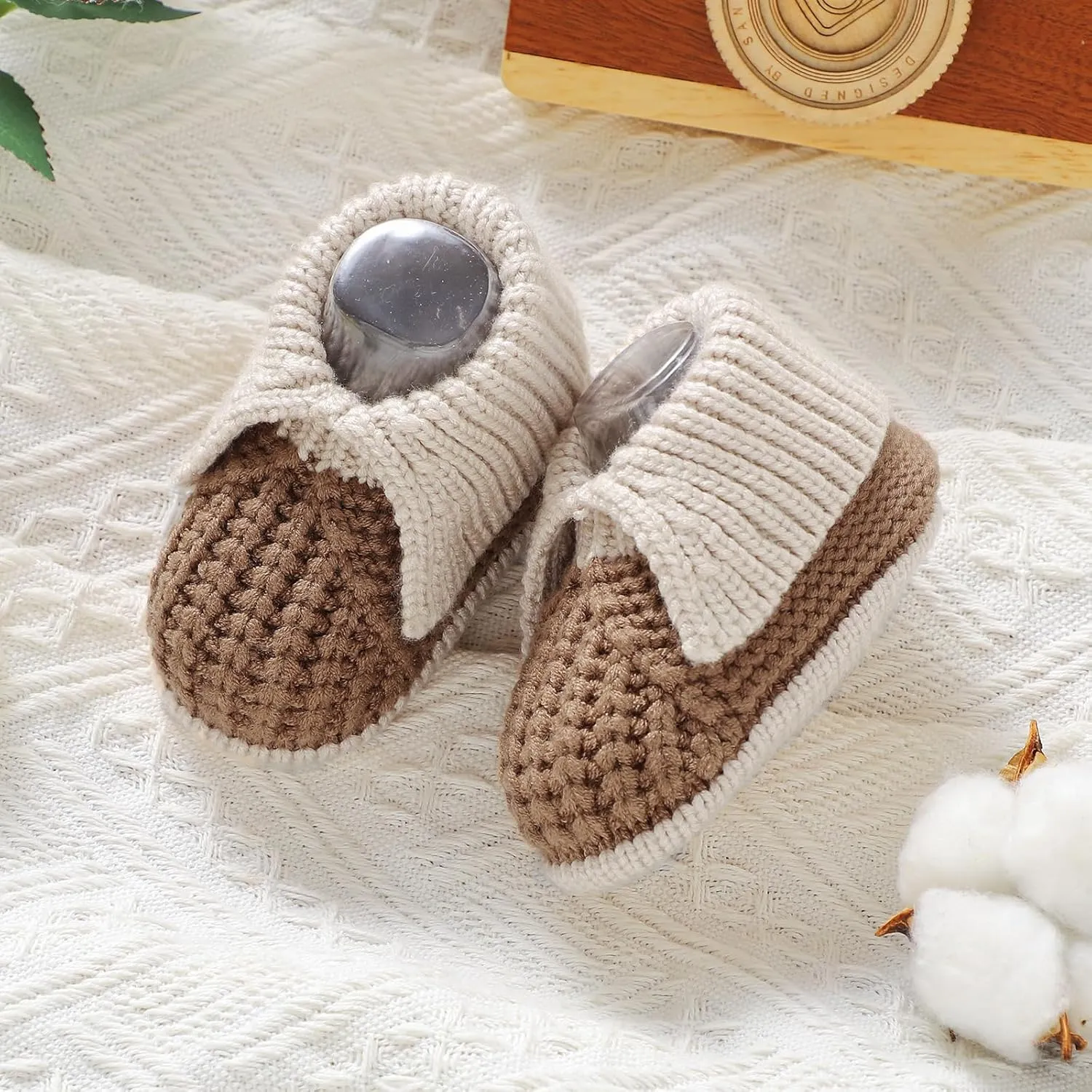 Baby Booties Newborn Hand Knit Sock Shoes Soft Cozy First Walkers for Infant Boys Girls