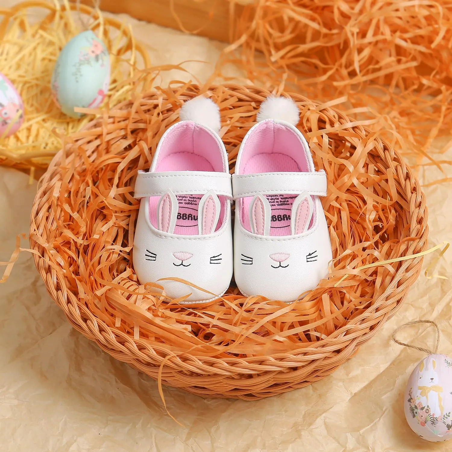 Baby Girls Mary Jane Flats with Bowknot Flowers Princess Wedding Dress Ballet Shoes Non-Slip Toddler First Walkers Newborn Crib Shoes