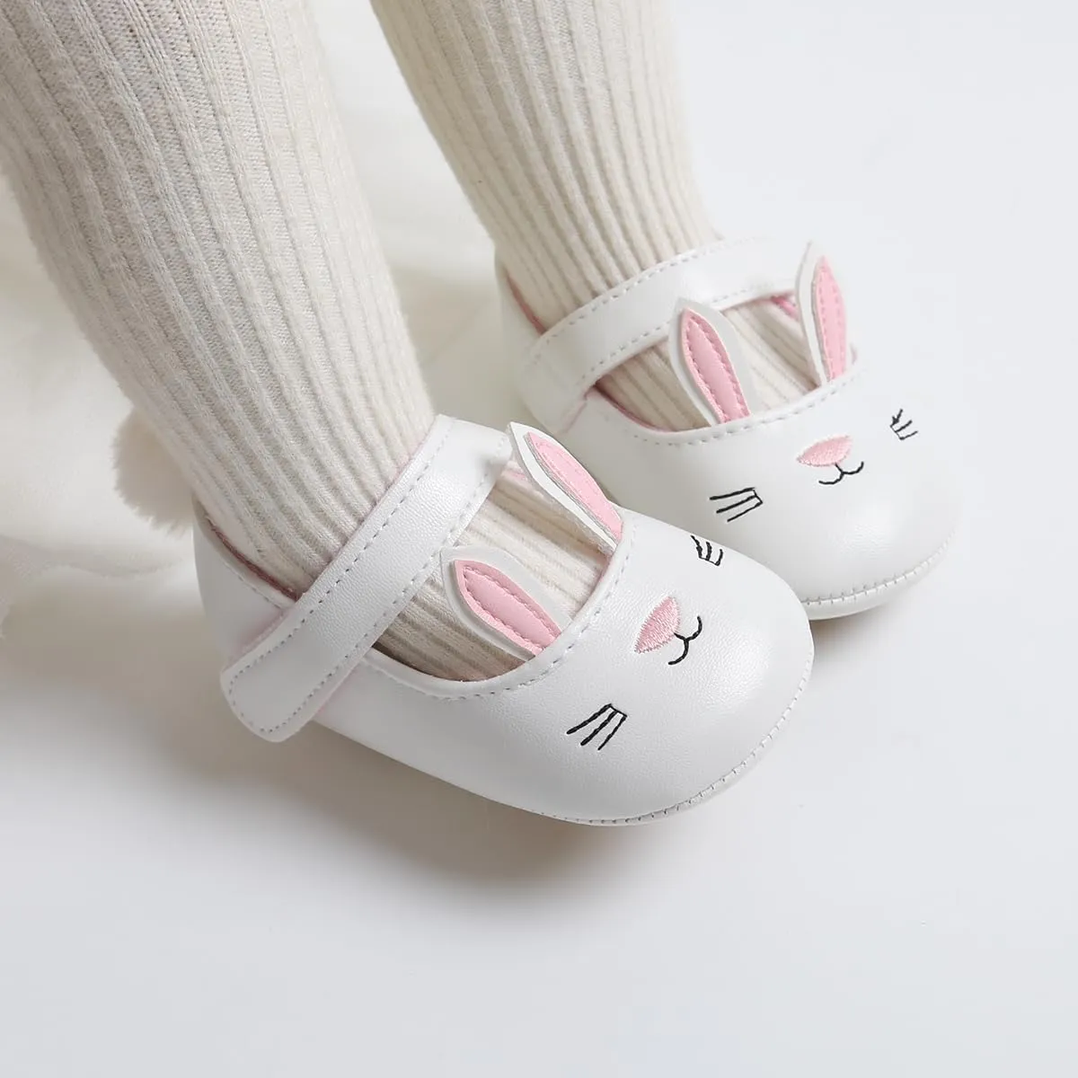 Baby Girls Mary Jane Flats with Bowknot Flowers Princess Wedding Dress Ballet Shoes Non-Slip Toddler First Walkers Newborn Crib Shoes