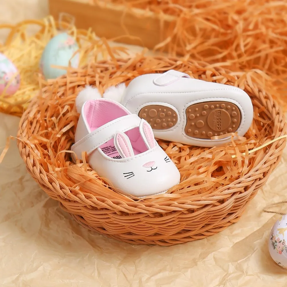 Baby Girls Mary Jane Flats with Bowknot Flowers Princess Wedding Dress Ballet Shoes Non-Slip Toddler First Walkers Newborn Crib Shoes
