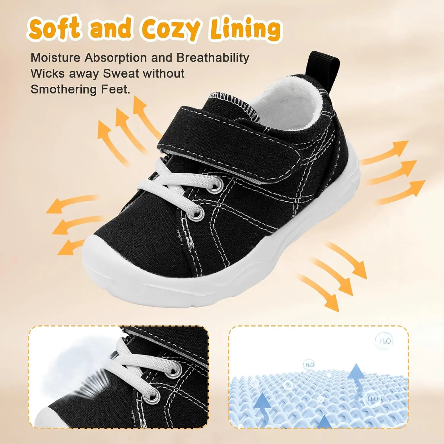 BARERUN Kids Canvas Shoes Running Shoes for Girls Boys Wide Toe Box Barefoot Toddler Sneakers Girls Boys School Shoes Non-Slip Toddler Tennis Shoes
