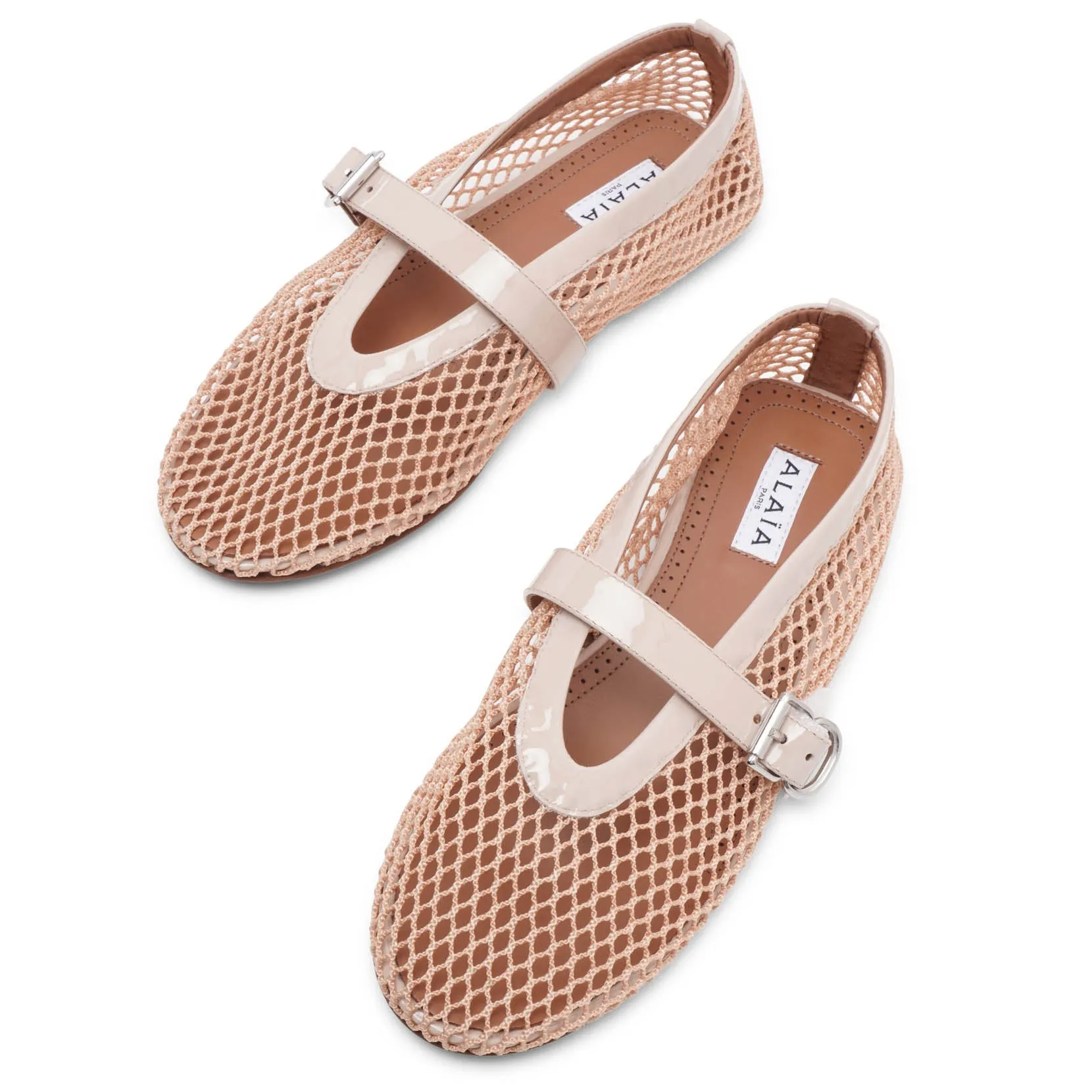 Beige mesh ballet flats