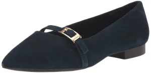 Bella Vita Women's Evanna Ballet Flat, Navy Suede Leather, 9.5 Wide