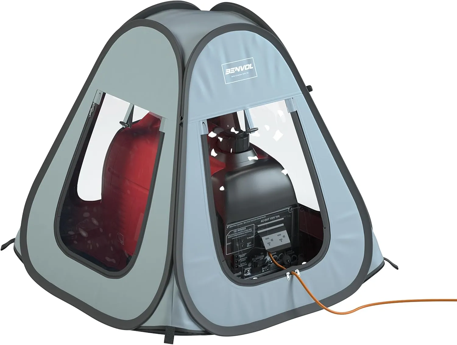 BENVOL Small Inverter Generator Cover, in Operation, All-Weather Use, Waterproof, Snow Resistant, Foldable Storage, 420D Waterproof Oxford Cloth, for Honda and Most 1000~2300 Watt Generators, Gray