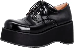 Betastella Women's Platform Oxfords Goth Wedge Patent Leather Lace Up Gothic Shoes