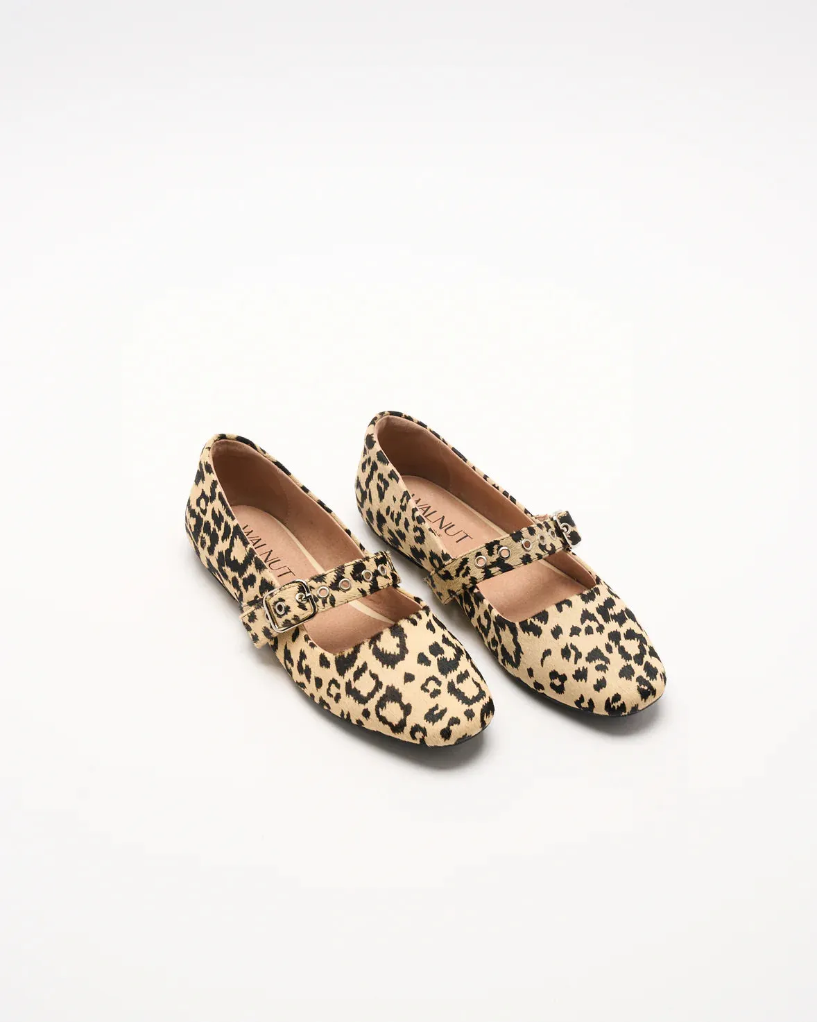 Bianca Leather Ballet - Beige Leopard