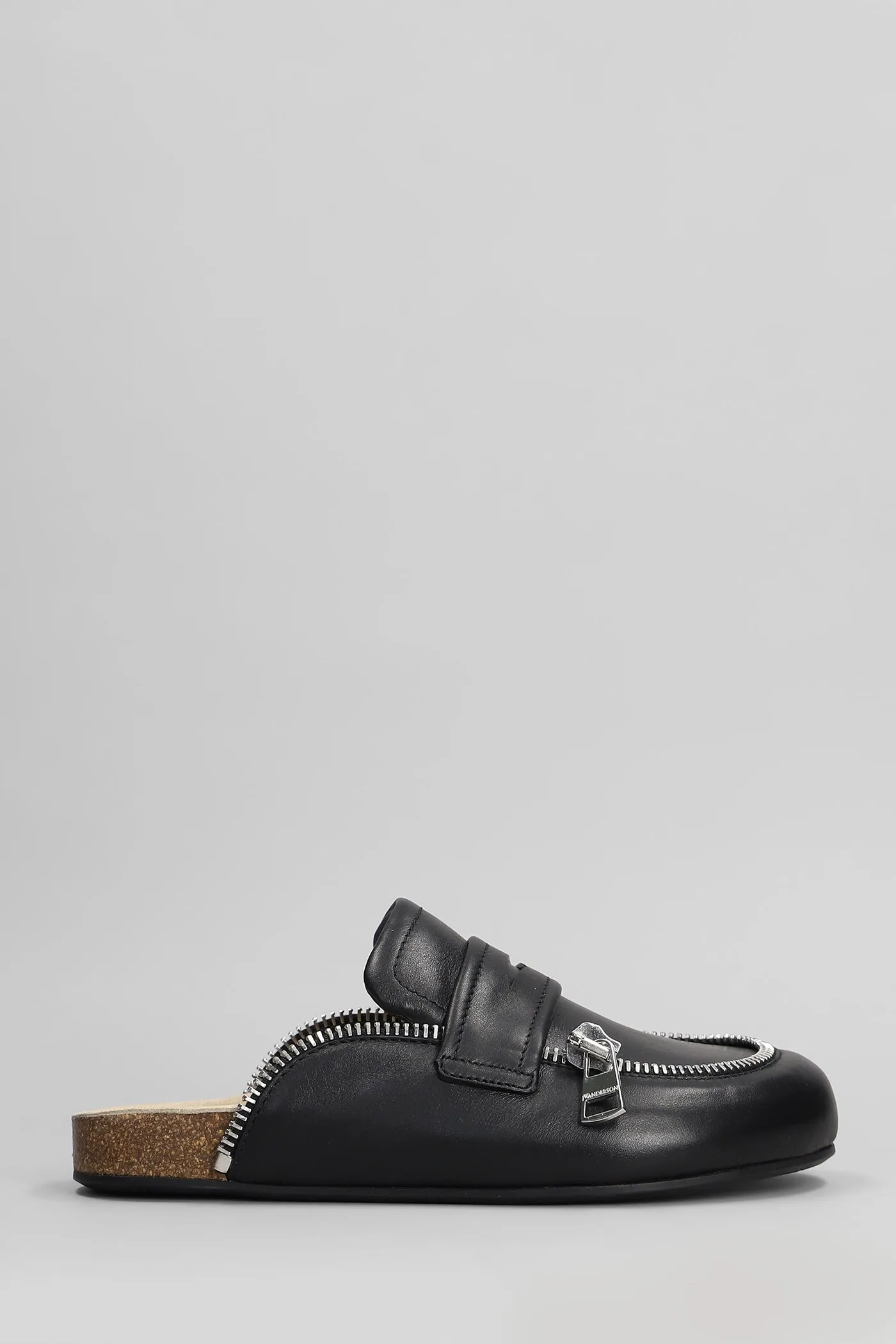 Biker loafer Slipper-Mule in black leather