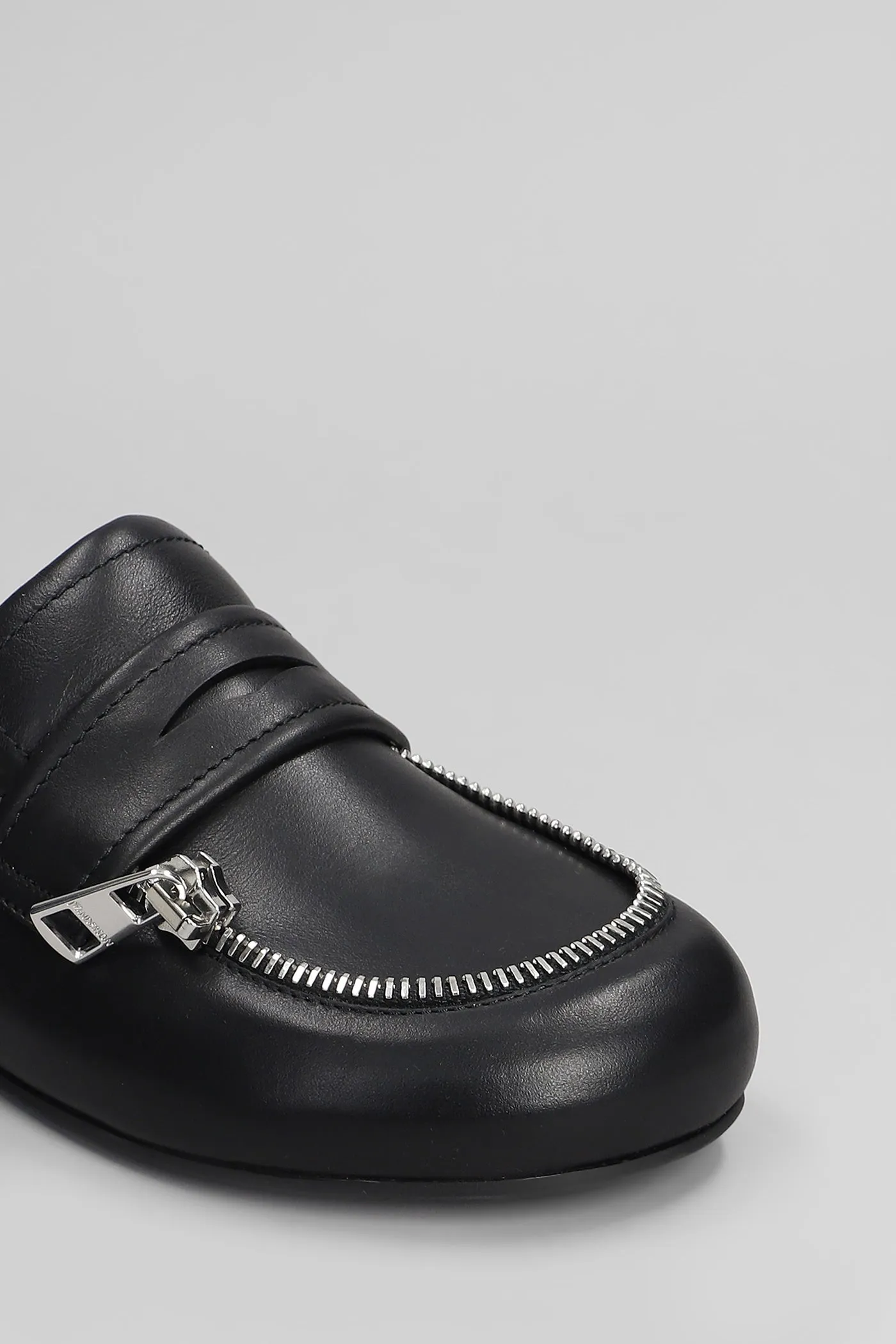Biker loafer Slipper-Mule in black leather
