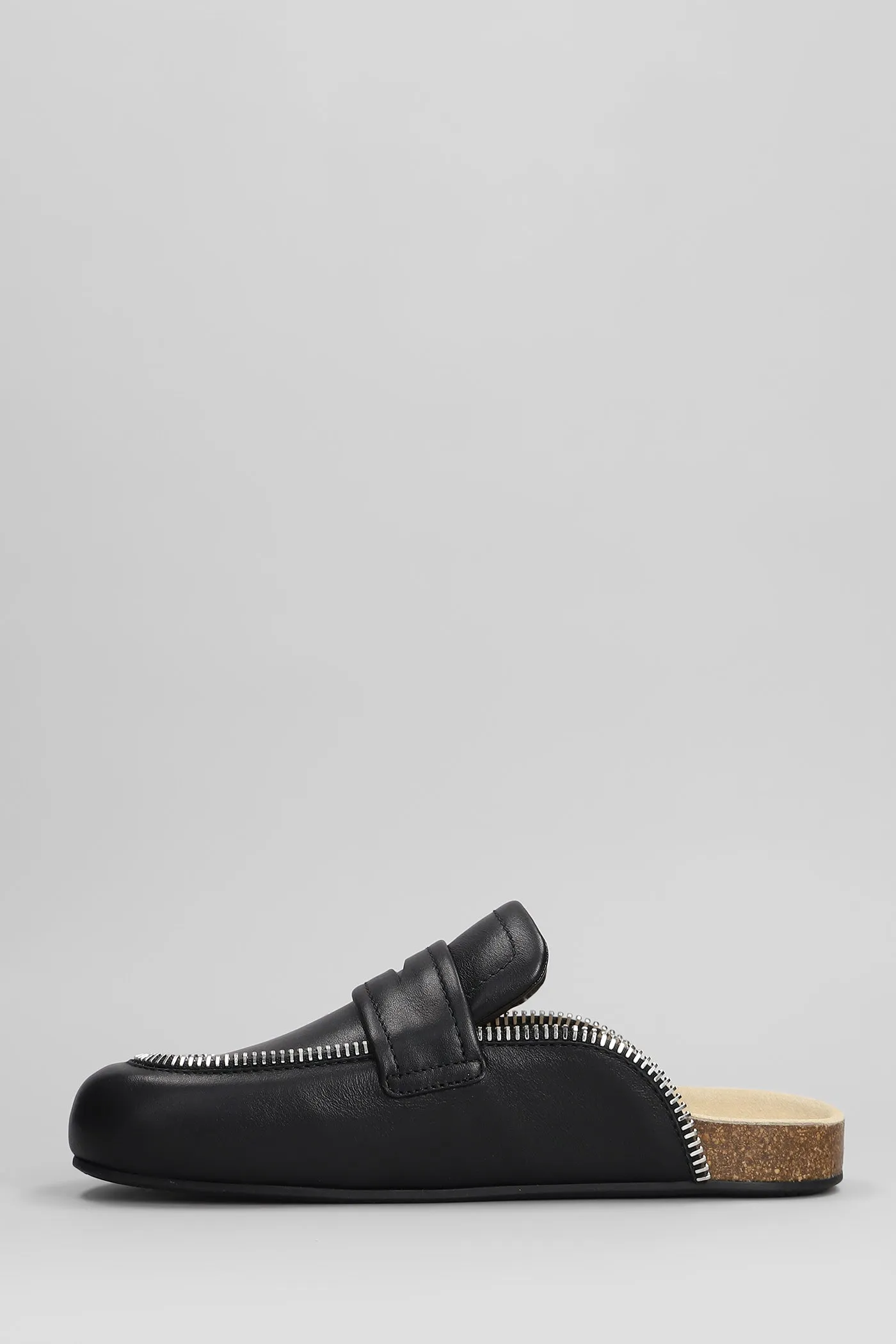 Biker loafer Slipper-Mule in black leather