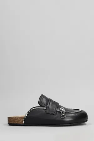 Biker loafer Slipper-Mule in black leather